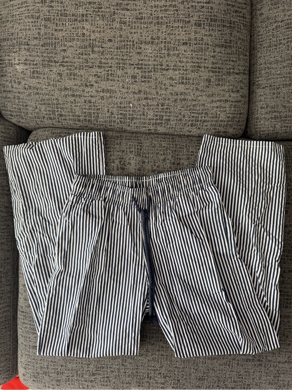Edikted Navy and White Striped Linen Pants